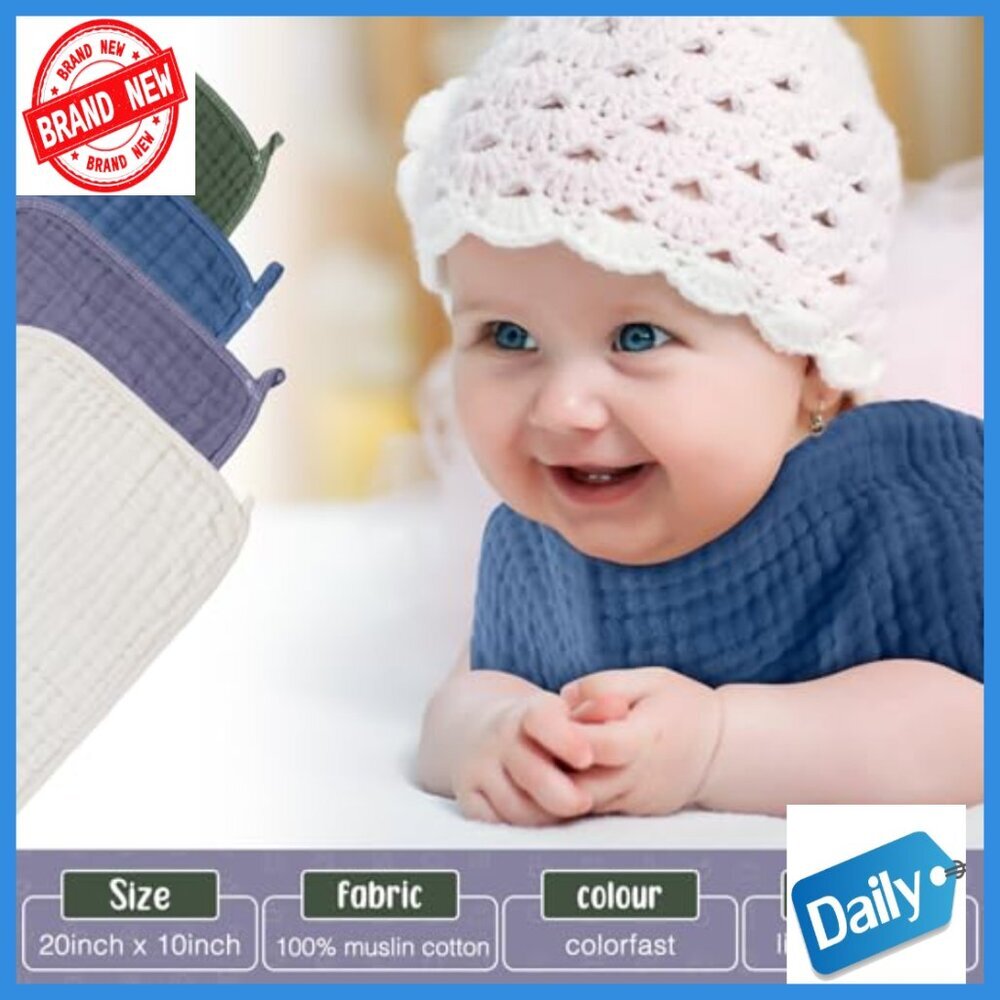20-Pack 100% Cotton Muslin Burp Cloths 10x20" Ultra Absorbent for Babies - Picture 4 of 6